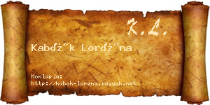Kabók Loréna névjegykártya